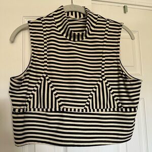 fashion brand company striped bikini cropped mock neck tank